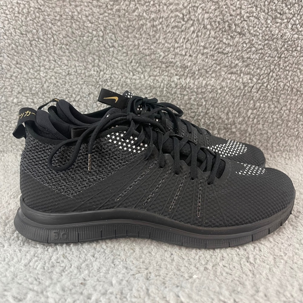 Nike Free Hypervenom 2 FC Mens 10 Black Stars Athletic Trainer Shoes 747140-007